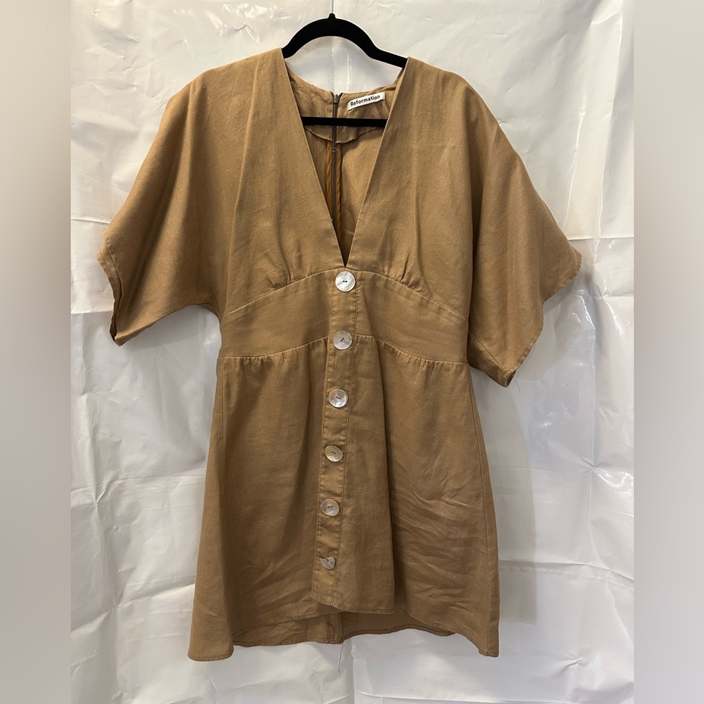 Reformation Ty short-sleeve linen minidress